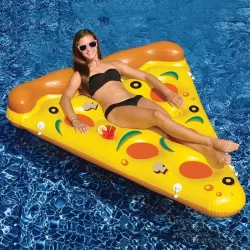 Inflatable Pizza Slice Shaped Floating Mat Swimming Ring