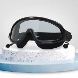 Large Frame Waterproof and Anti-fog High-definition Eye Protection Swimming Goggles Smoke Black