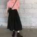 High Waist Drape Skirt Loose And Thin Mid-Length A-Line Skirt Black L