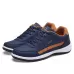 Leather Men Casual Shoes Breathable Leisure Male Sneakers All-Match Men Shoes Deep Blue