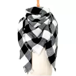 Checkered Pattern Autumn or Winter Ladies Cashmere Scarf