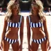 Ladies Sexy High Waist Striped Bikini Suit Swimsuit