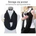 Women Solid Winter Infinity Scarf Pocket Loop Zipper Pocket Scarves Blue