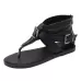 Ladies Belt Buckle Flip Flops Casual Flat Sandals Black