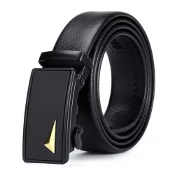 Dandali GD816 Men Business Automatic Buckle Double Edge Wrapping Leather Belt Waistband 120cm