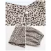 Crop Top Long Sleeve Pullover Turtleneck Leopard Shirt Khaki