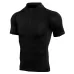 Mens Short Sleeve Quick Dry Gym Wear Fitness Clothing With Zipper Neck Black