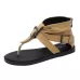 Ladies Belt Buckle Flip Flops Casual Flat Sandals Light Brown