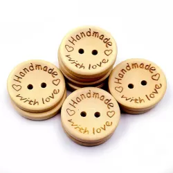 100 PCS/Set 15mm Natural Color Wooden Buttons Handmade Love Letter Wood Button Craft DIY Baby Apparel Accessories