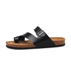 Couple Cork Slippers Men Summer Flip-flops Beach Sandals Black