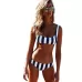 Ladies Sexy High Waist Striped Bikini Suit Swimsuit