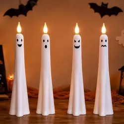 Halloween Ghost-Shaped LED Flameless Plastic Candles
