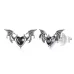 S925 Sterling Silver Oxidized Dark Style Halloween Bat Stud Earrings