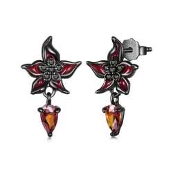 S925 Sterling Silver Gothic Mandala Flower Stud Earrings