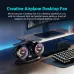 LAMJIE Creative Airplane Engine Dual Turbine Desktop Fan USB Rechargeable Quiet Small Desk Fan Long Lasting Battery Cooling Fan for Dorm Gaming Office Workstation