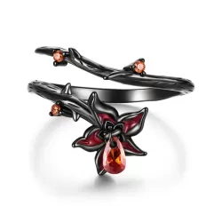 S925 Sterling Silver Halloween Style Dark Gothic Mandala Open Ring