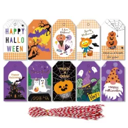 2 Sets Halloween Hangtag Gift Bag Candy Box Decorative Hangtag